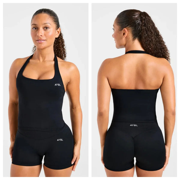 Top Halter + Leggings Deportivos — Set Seamless Mujer
